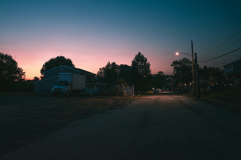 Quiet street at dusk
