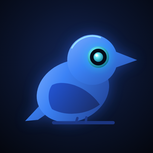 The Watchbird app icon: a bird whose eye is a camera lens.